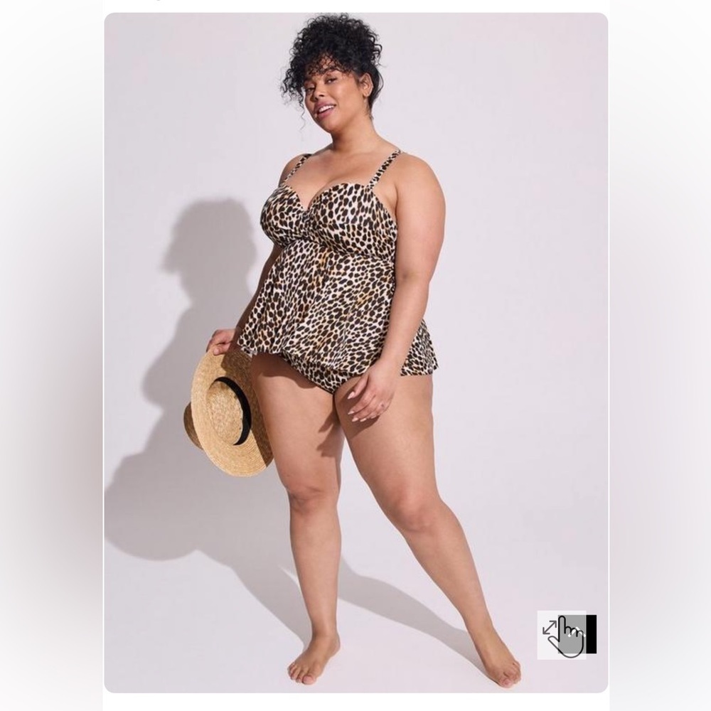 Set! Torrid sz 2 Cheetah Leopard Swim Bathing Suit Tankini‎ Top Bottoms 2X